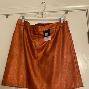 NWT Topshop copper metallic faux leather skirt size 12